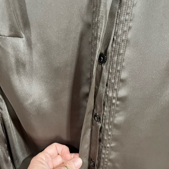 G.I.L.I Victorian Silky Satin Ruffle Button Down Blouse Lace Cuff XS Whimsygoth - Picture 5 of 9